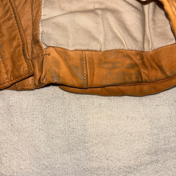 Banana Republic soft Leather Aviator Bomber Jacket Tan Juniors SzXS Y2K - Picture 11 of 16